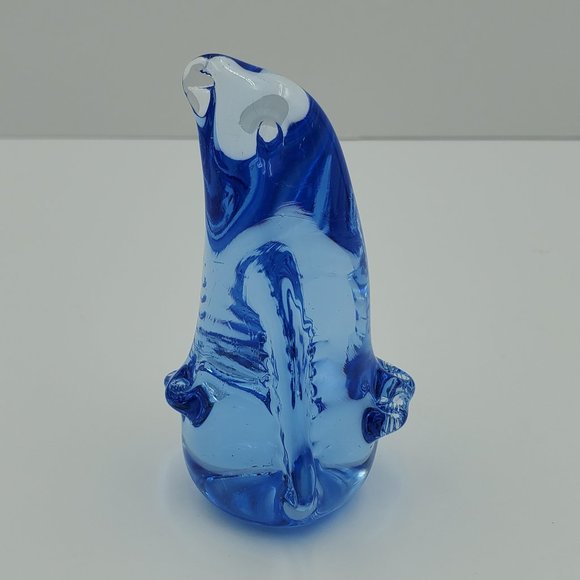 Blue Glass Penguin Paperweight Statue Figurine - Picture 3 of 8